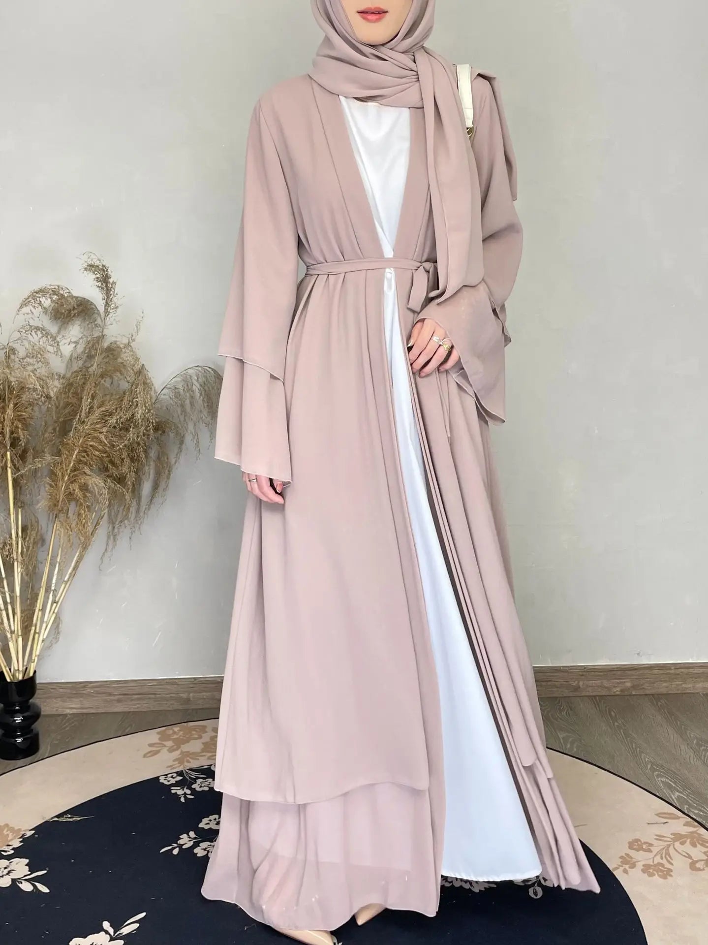 Chiffon Open Abaya with scarf