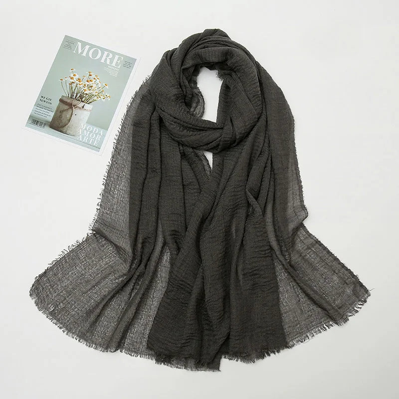 Crinkle Hijab Scarf Soft Solid Cotton Head Scarves