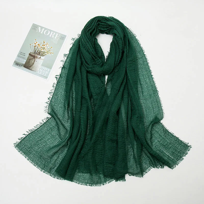 Crinkle Hijab Scarf Soft Solid Cotton Head Scarves