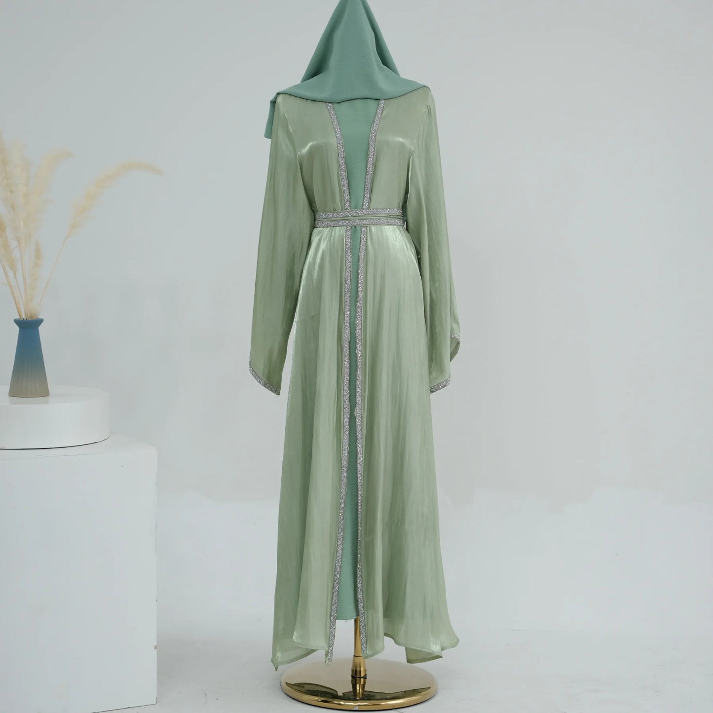 Dimond 3 Pieces sets Open Abaya