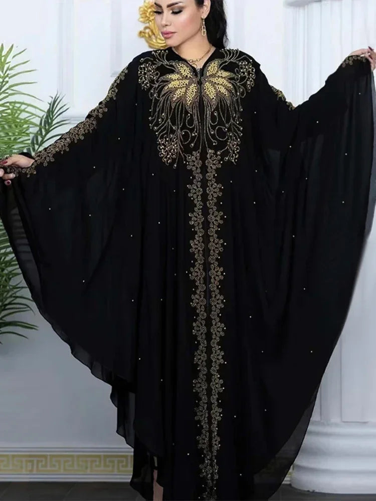 Bat Sleeve Abaya – Diamond Kaftan Dress, Dubai Morocco Style