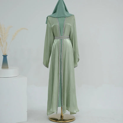 Dimond 3 Pieces sets Open Abaya