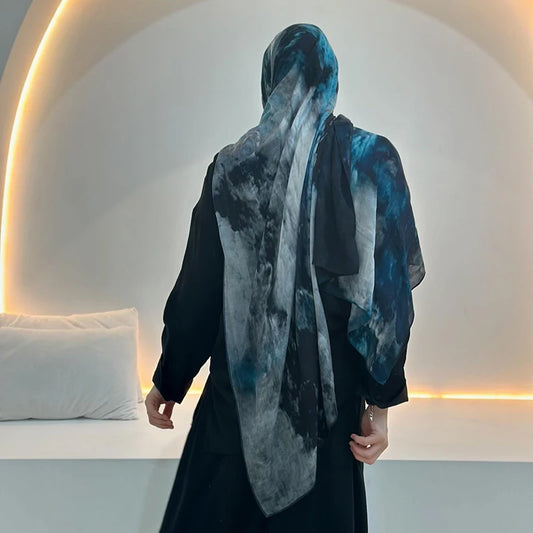 2025 New Watercolor Floral Satin Modal Hijab