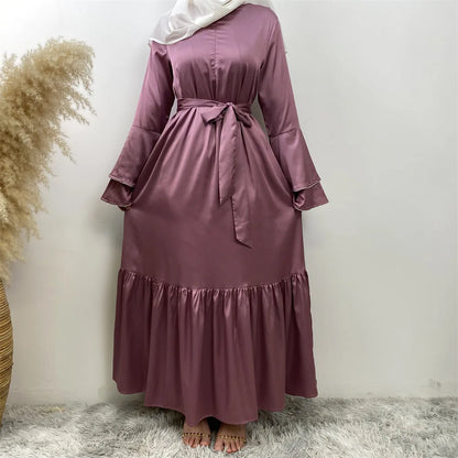 Satin Flare Sleeve Party Dress
