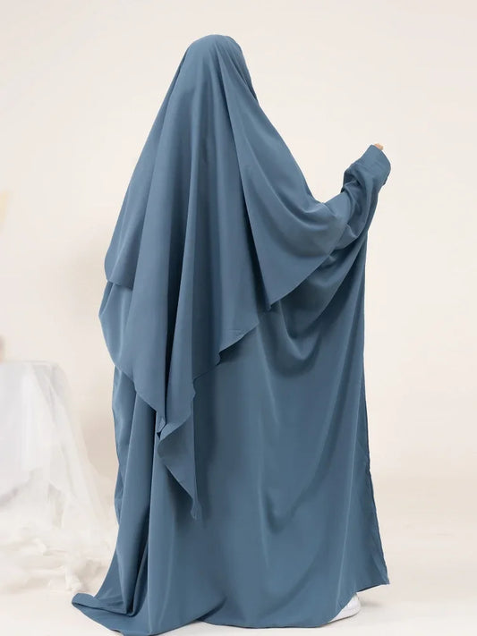 Dubai Abaya Set – Khimar & Dress, Long Kaftan Robe