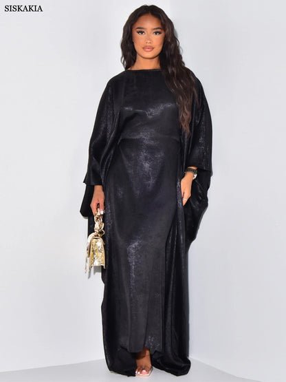 Elegant Bat Sleeve Kaftan Abaya Dress