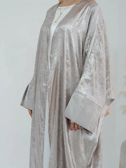 Dubai Luxury Shiny Batwing Satin Open  Abaya