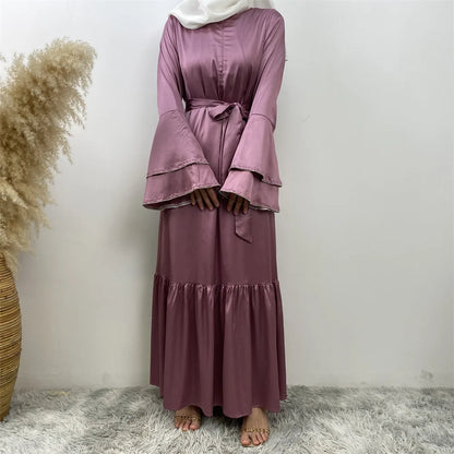 Satin Flare Sleeve Party Dress