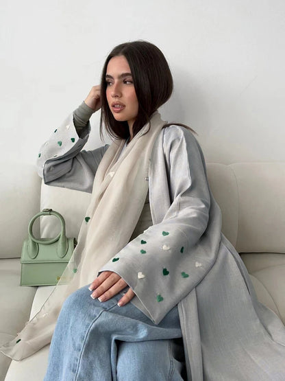 Love Heart Embroidery  Abaya