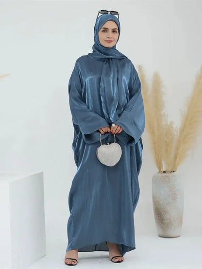 Satin Khimar Abaya – Elegant Kaftan Dress for Women