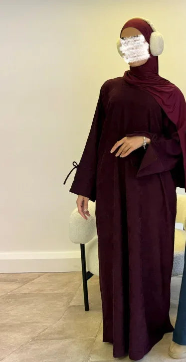 Bowknot Abaya Dress – Modest Robe with Pockets