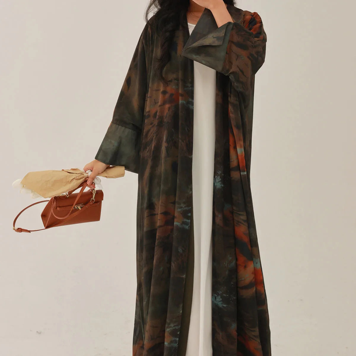 Tie-Dye Open Abaya – Full Sleeve Maxi Kaftan Turkey Style