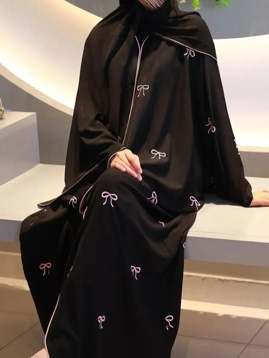 Dubai Luxury Bowknot Embroidery  Abaya