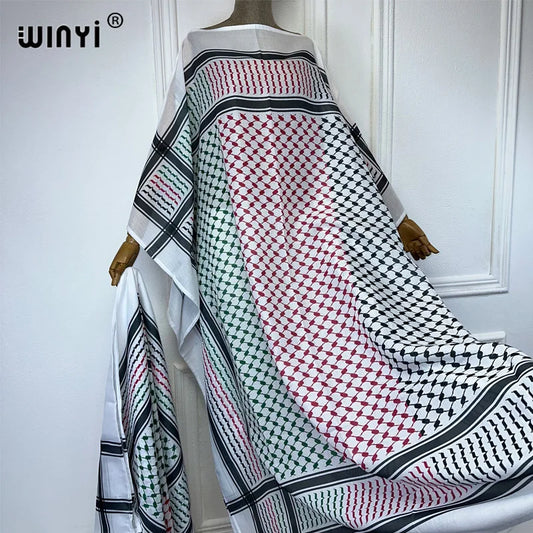 Luxury 2-Piece Abaya Set – Classic Kaftan Dress with Scarf, Dubai Streetwear