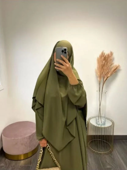 Long Khimar 2-Piece Abaya Set