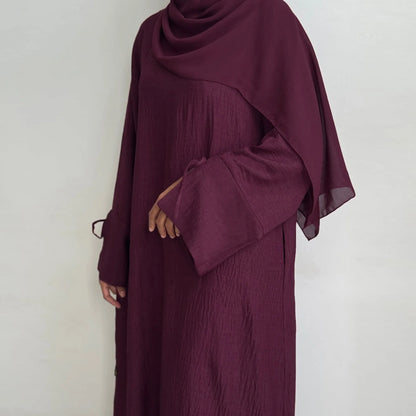 Loose Pullover Abaya Dress – Slit Cuffs Casual Hijabi Outerwear