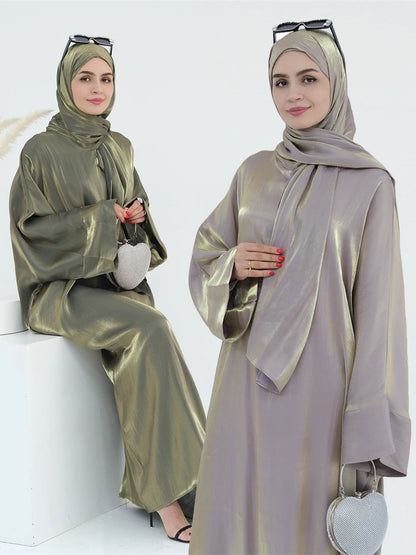 Satin Khimar Abaya – Elegant Kaftan Dress for Women