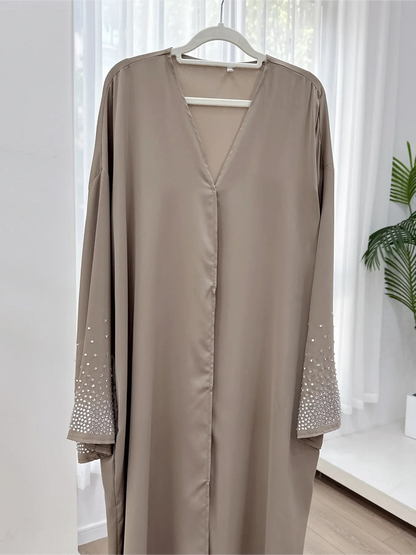 Diamond Button Abaya  Long Cardigan