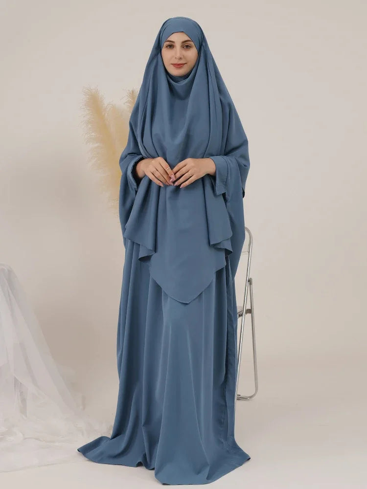 Dubai Abaya Set – Khimar & Dress, Long Kaftan Robe