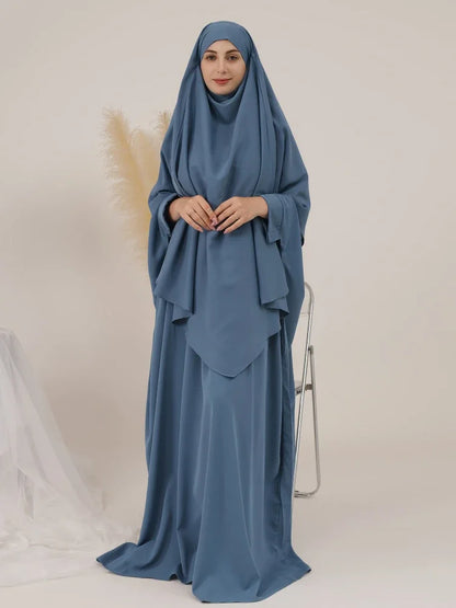 Dubai Abaya Set – Khimar & Dress, Long Kaftan Robe