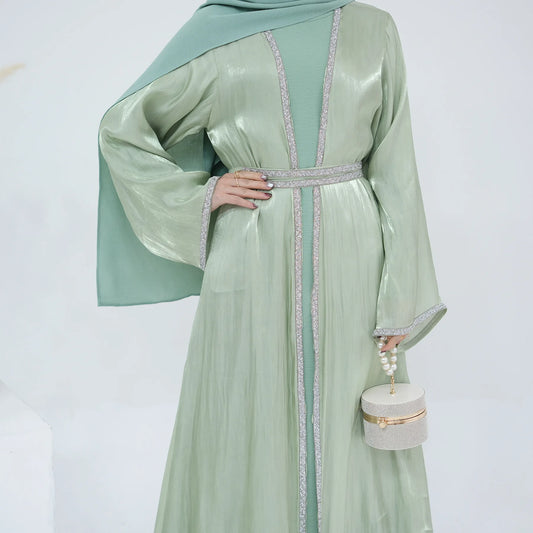 Dimond 3 Pieces sets Open Abaya