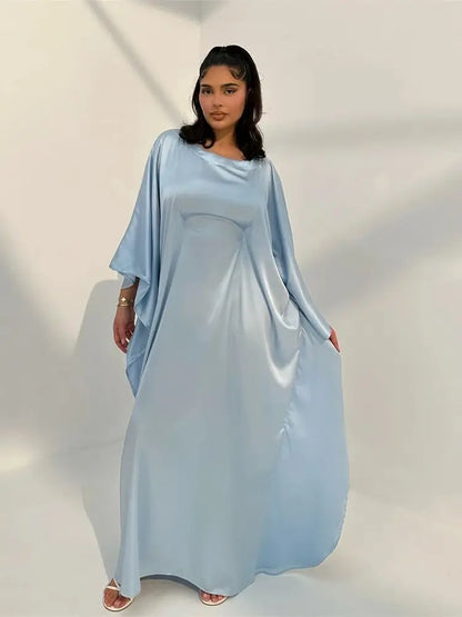 Shiny Satin Batwing Abaya – Kaftan Dress