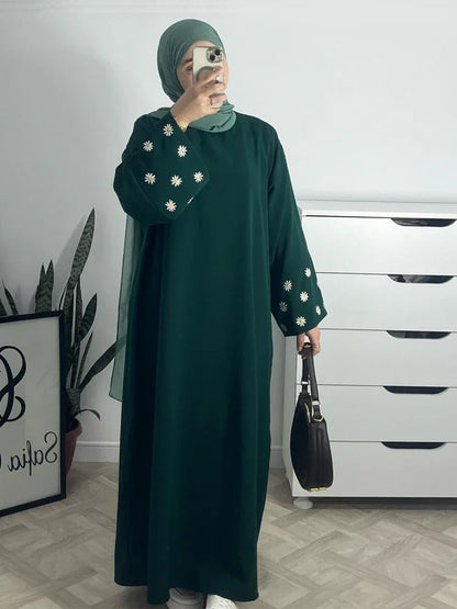 Daisy Embroidery Abaya