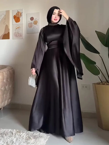 Flare Sleeve Abaya Dress with Sash – Modest & Elegant