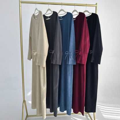 Bowknot Abaya Dress – Modest Robe with Pockets