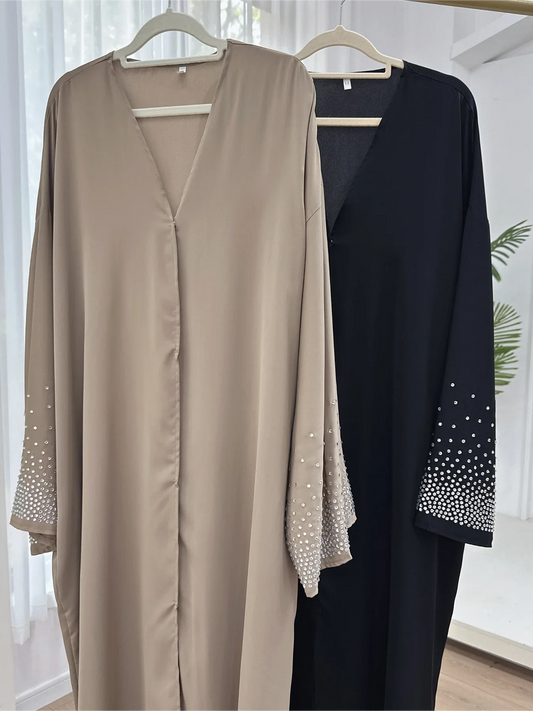 Diamond Button Abaya  Long Cardigan