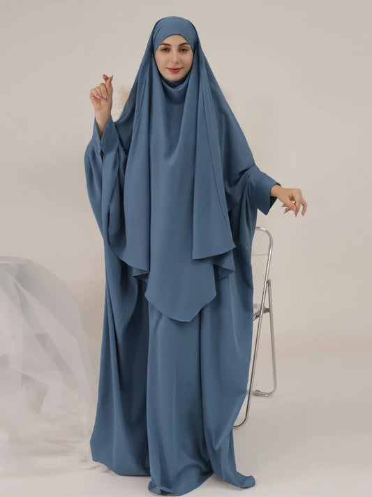 Dubai Abaya Set – Khimar & Dress, Long Kaftan Robe