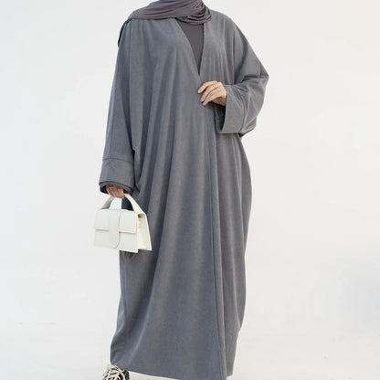 Warm Winter Abaya – Thick Solid Color Long Robe