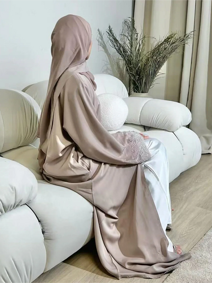 Diamond Button Abaya  Long Cardigan