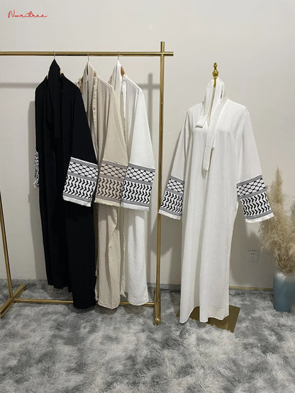 Embroidered Fashion Kimono – Oversized Full-Length Tassel Abaya