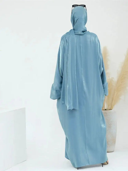 Satin Khimar Abaya – Elegant Kaftan Dress for Women