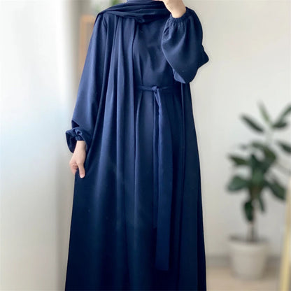 Crinkle Fabric Abaya Set – Open Abaya & Inner Kaftan Dress