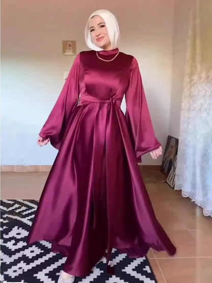 Flare Sleeve Abaya Dress with Sash – Modest & Elegant