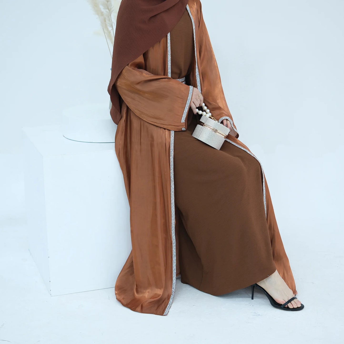 Dimond 3 Pieces sets Open Abaya