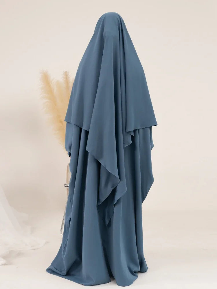 Dubai Abaya Set – Khimar & Dress, Long Kaftan Robe