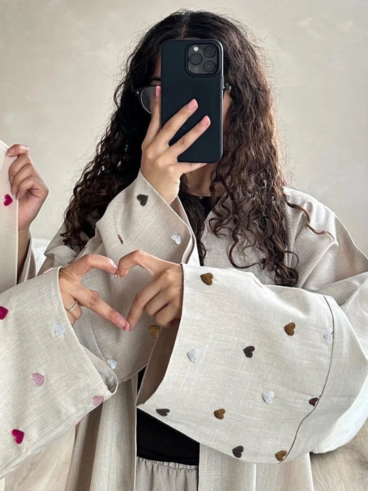 Love Heart Embroidery  Abaya