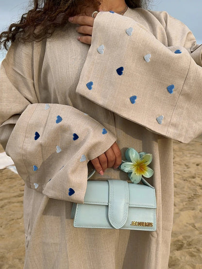 Love Heart Embroidery  Abaya