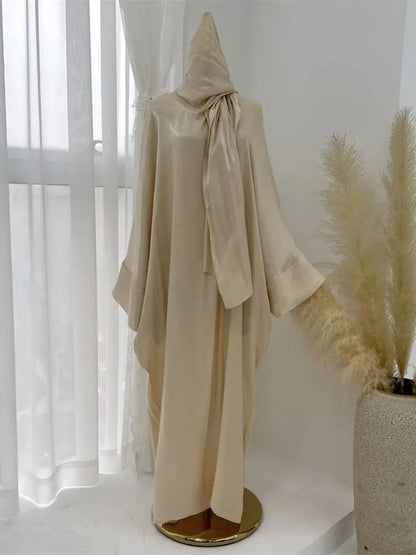 Satin Khimar Abaya – Elegant Kaftan Dress for Women