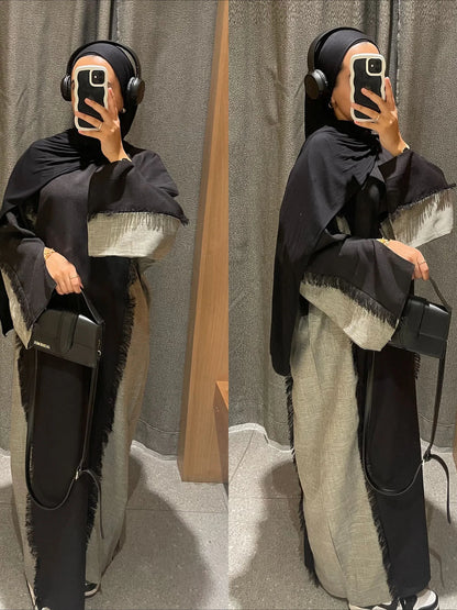 Fringe Detail Open Abaya
