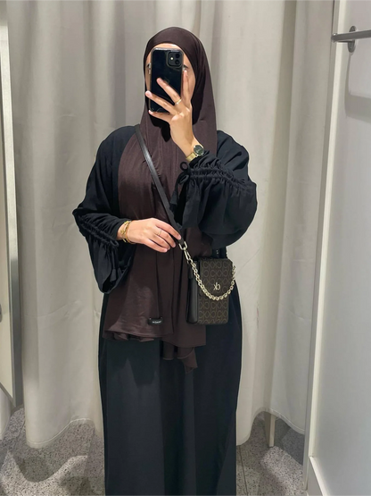 Lace-Up Sleeve Abaya Dress – Long Kaftan Party Robe for Women