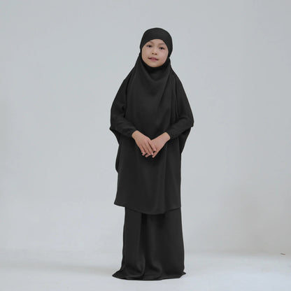 Eid Kids Prayer Garment Dress Muslim Girls Long Khimar Hijab Turkey Abaya Dresses Islamic Skirt Set Full Cover Robe Ramadan