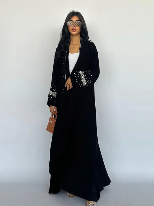 Diamond Pearls Abaya for Women with Scarf  Abaya