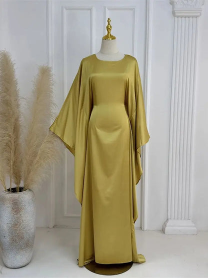 Shiny Satin Batwing Abaya – Kaftan Dress