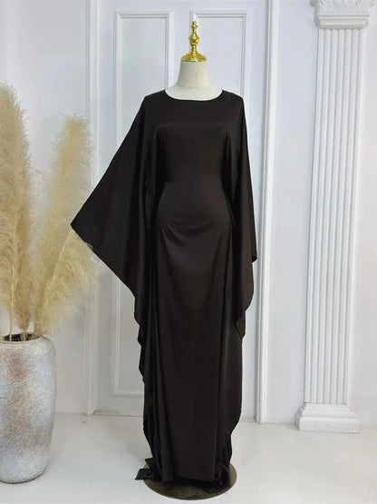 Shiny Satin Batwing Abaya – Kaftan Dress