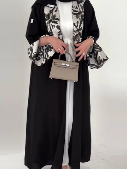 Floral Print Panel Abaya