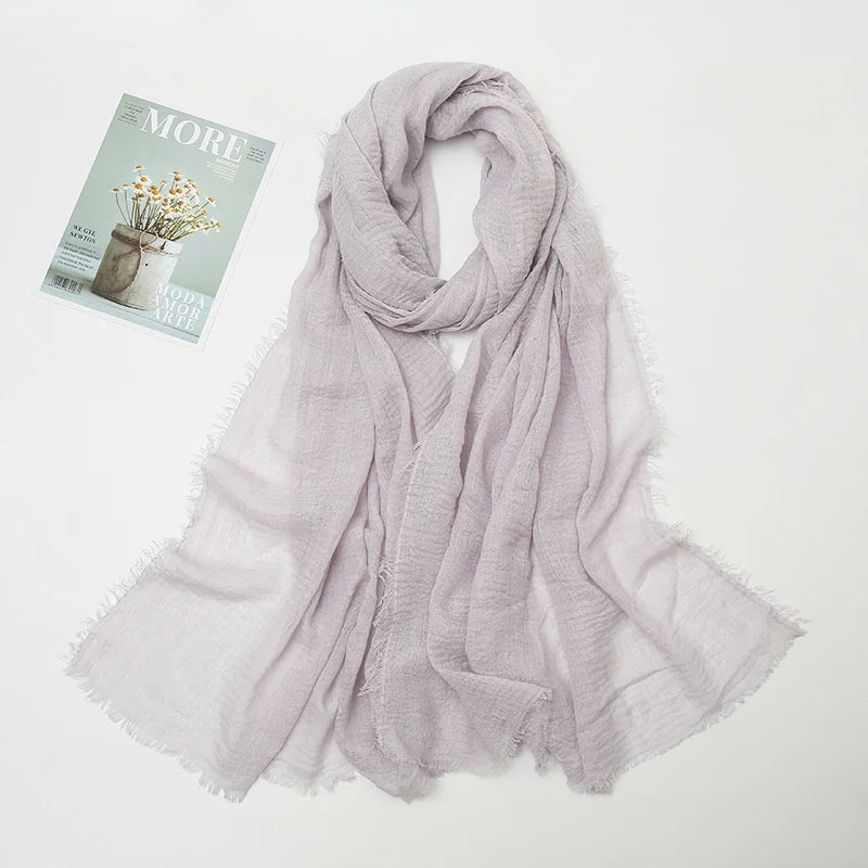 Crinkle Hijab Scarf Soft Solid Cotton Head Scarves